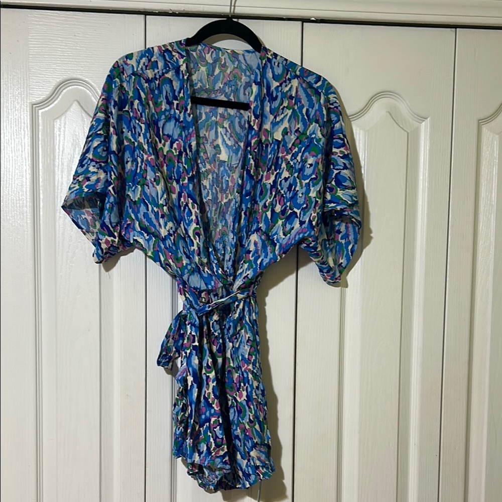 Cupshe Blue and White Tie Front Romper
